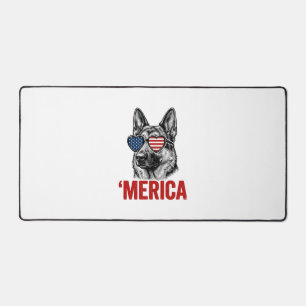 Merica Duitse Herdershond Vlag Zonnebril Shirt Ont Bureaumat