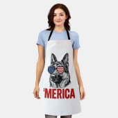 Merica Duitse Herdershond Vlag Zonnebril Shirt Ont Schort (Gedragen)