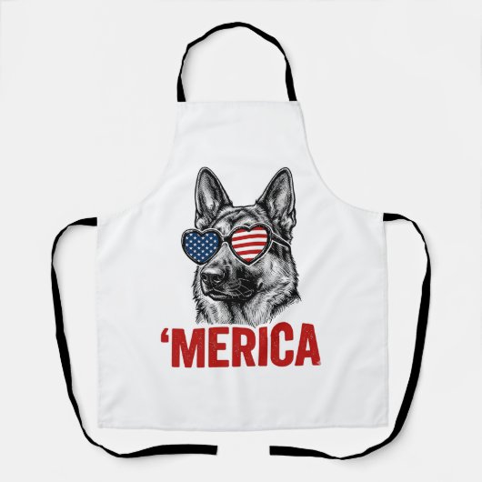Merica Duitse Herdershond Vlag Zonnebril Shirt Ont Schort (Voorkant)