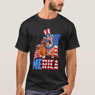 Merica English Bulldog 4th of Juli American USA T-shirt