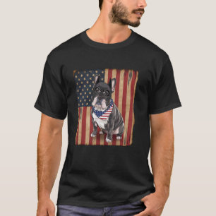 Merica Franse Bulldog Hond Amerikaanse Vlag Hond P T-shirt