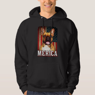 Merica French Bulldog Dog American Flag 4th jul Hoodie