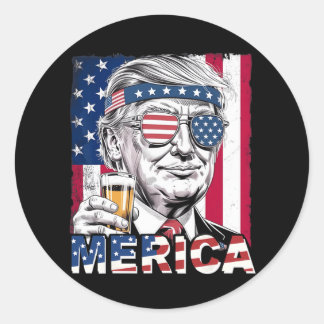Merica Funny Trump Mannen Drink Bier Ronde Sticker