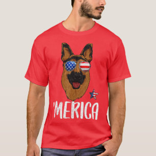 Merica German Shepherd Dog 4 juli American Fl T-shirt