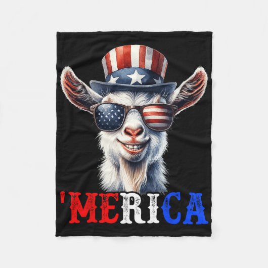Merica Goat Patriotic 4th of July Grappige Kinder Fleece Deken (Voorkant)