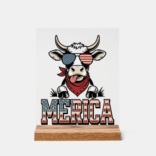 Merica Graphique de gravure vintage de vache patri (Recto)