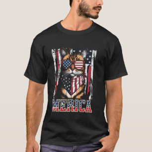 Merica Grappige Kat 4 juli - Meowica Amerikaanse V T-shirt