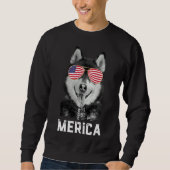 Merica Grappige Siberische Husky Puppy Hond Amerik Trui (Voorkant)