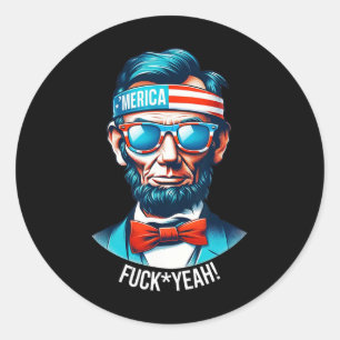Merica Ja Abraham Lincoln 4 juli Ronde Sticker