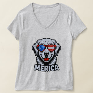 Merica Patiotic Hondenbril USA Amerikaanse Vlag 4e T-shirt