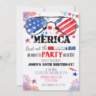 "Merica Patriotic Red White en Blue Birthday Kaart