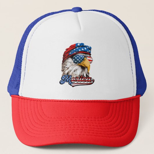 Merica Patriottische Adelaar 4 juli Trucker Pet (Voorkant)