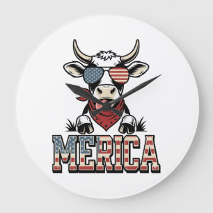 Merica Patriottische Koe Vintage Gravure Grafisch_ Grote Klok