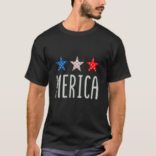 Merica Patriottische Vlag voor 4 juli Feesten T-shirt