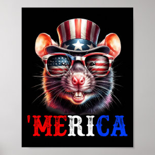 Merica Rat Patriottisch 4 juli Grappige Kinderen M Poster