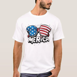 'Merica Retro Zonnebril met Amerikaanse vlag T-shirt