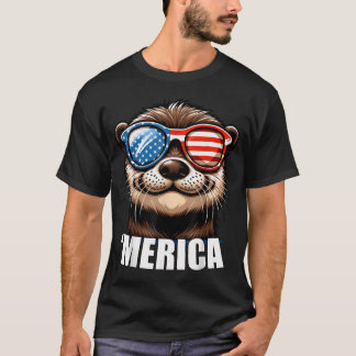 Merica Rivier Otter Grappig Amerikaans Patriottisc T-shirt