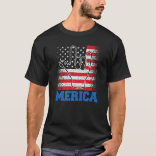 Merica Rock Sign 4 juli VS Amerikaanse vlag T-shirt