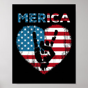 Merica Rotschild 4 juli Amerikaanse Vlag Usa Manne Poster