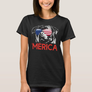 Merica Rottweiler American Flag 4de van T-shirt