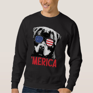 Merica Rottweiler Dog American Flag Sunbril 4th Trui
