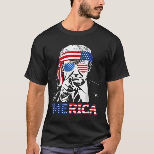 Merica Shirt blij 4 juli Merica Trump (Voorkant)