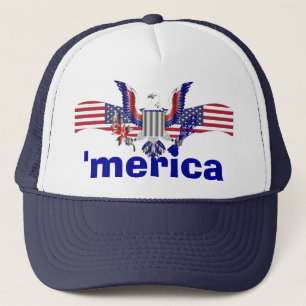 "merica text with eagle & American flag Trucker Pet