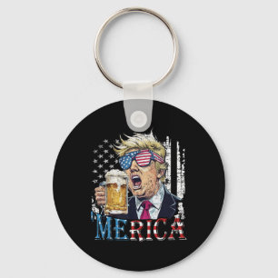 Merica Trump 4 juli grappig bier drinken mannen W Sleutelhanger