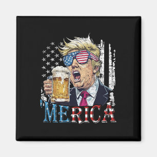 Merica Trump 4 juli grappig bier drinkende mannen Magneet