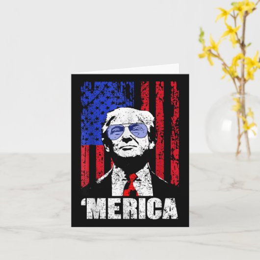 Merica Trump Happy 4th of July Trump Amerikaanse v Kaart (Gele Bloem)