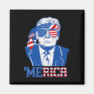 Merica Trump Happy 4th of July Trump Amerikaanse v Magneet