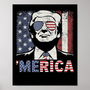 Merica Trump Happy 4th of July Trump Amerikaanse v Poster