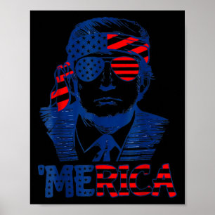Merica Trump Happy 4th of July Trump Amerikaanse v Poster