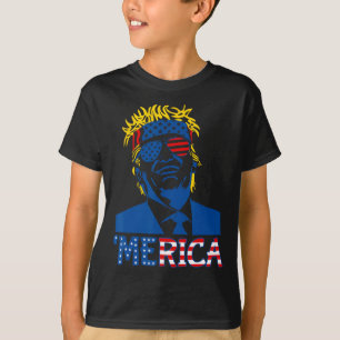 Merica Trump Happy 4th of July Trump Amerikaanse v T-shirt