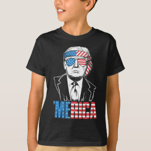 Merica Trump Happy 4th of July Trump Amerikaanse v T-shirt