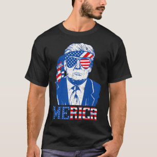 Merica Trump Happy 4th of July Trump Amerikaanse v T-shirt