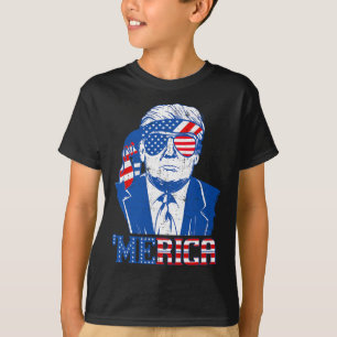 Merica Trump Happy 4th of July Trump Amerikaanse v T-shirt