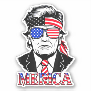 ‘MERICA TRUMP Happy 4th of July Trump Sticker