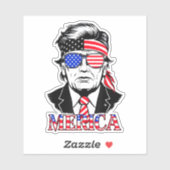 ‘MERICA TRUMP Happy 4th of July Trump Sticker (Vel)