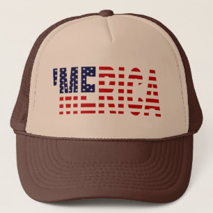"Merica US Flag Brown & Tan Trucker Hat Pet