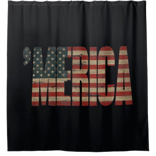 "MERICA  US Flag Shower Curtain Douchegordijn (Voorkant)