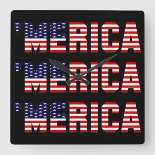 MERICA US FLAG Square Wall Clock Vierkante Klok