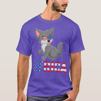 Merica USA Flag Alaskan Malamute Dog Zonnebrillen  T-shirt