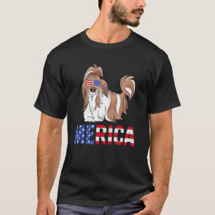 Merica Usa Flag Shih Tzu Dog Sunglass Patriotic 4t T-shirt