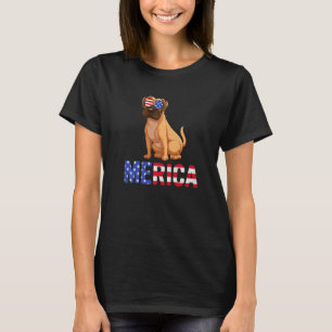 Merica Usa Vlag Boxer Dog Zonnebrillen Vierde T-shirt