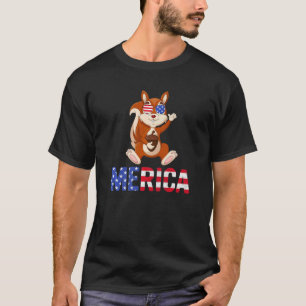 Merica Usa Vlag Eekhoorn Zonnebrillen Patriottisch T-shirt