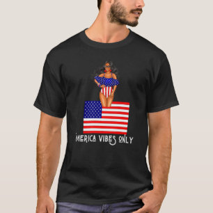 Merica Vibes only Patriotic Women Cute Swimsuit on T-shirt