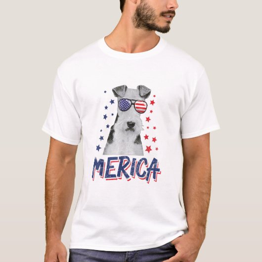 Merica Wire Fox Terrier Dog 4 juli VS Gift T-shirt (Voorkant)