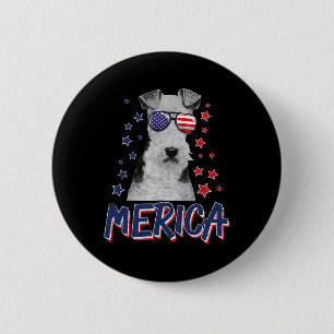 Merica Wire Fox Terrier Hond 4 juli Verenigde Stat Ronde Button 5,7 Cm