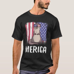 Merica Zee Otter Amerikaanse vlag, 4 juli gesneden T-shirt